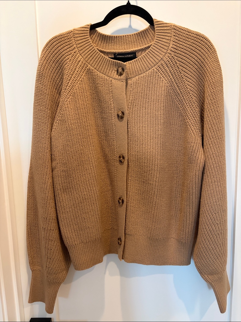 Banana Republic Tan Knit Button-Front Cardigan